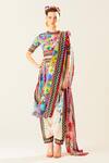 Buy_Rajdeep Ranawat_Multi Color Lycra Floral Round Tamara Pattern Pant Saree With Blouse  _at_Aza_Fashions