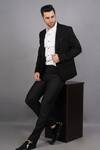 Buy_Soniya G_Black Wool And Tweed Lapel Collar Blazer _at_Aza_Fashions