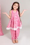Buy_Chotibuti_Pink Muslin Lace Panelled Kurta And Dhoti Pant Set _at_Aza_Fashions