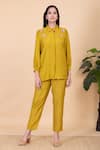 Buy Chambray & CO. Yellow Silk Embroidery Collared Shirt And Pant Set at Aza Fashions Buy_Chambray & CO._Yellow Silk Embroidery Collared Shirt And Pant Set _at_Aza_Fashions