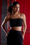 Buy_Pocketful Of Cherrie_Black Tulle Plain Sweetheart Neck Solid Structured Bralette _at_Aza_Fashions
