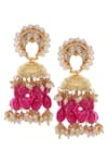 Shop_Just Shradha's_Gold Plated Artificial Stones Jhumka Chandbali Earrings _at_Aza_Fashions