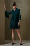 Buy_Namrata Joshipura_Green Georgette Pixel Rose Embellished Shift Dress_at_Aza_Fashions