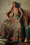 Buy_Esha L Amin_Multi Color Viscose Crepe Printed Big Square Open Short Jacket _at_Aza_Fashions