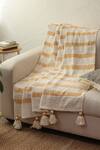 Buy_House This_Yellow Bunai Woven Texture Tassel Throw_at_Aza_Fashions