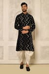 Buy_Naintara Bajaj_Black Kurta Georgette Embroidered Chevron And Patiala Set _at_Aza_Fashions