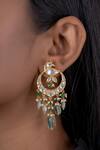 Buy_Osvag India_Gold Plated Diamonds, Beads Bird Shaped Earrings _at_Aza_Fashions