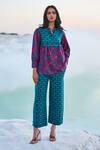 Buy_Dash And Dot_Multi Color Cotton, Tencel Embroidery Collared Toub Block Print Top And Pant Set _at_Aza_Fashions