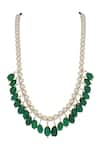 Buy_Riana Jewellery_Green Stone Pearl Embellished Mala _at_Aza_Fashions