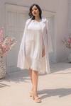 Buy_Monk & Mei By Sonia Anand_White Georgette Embroidery, Sequins Collared Heer Jacket _Online_at_Aza_Fashions