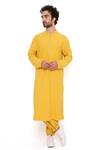 Buy_PS Men by Payal Singhal_Yellow Lycra Striped Bomber Kurta And Joggers Set _at_Aza_Fashions