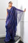 Buy_AMRTA_Blue Shell : 92% Viscose Work Pre-draped Ruffle Saree With Blouse For Women_at_Aza_Fashions