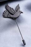 Buy_Cosa Nostraa_Black Flying Bird Lapel Pin_at_Aza_Fashions