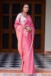 Buy_Dressfolk_Pink 100% Linen And Zari Woven Stripe Laali Pattern Saree  _at_Aza_Fashions