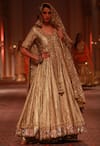 Buy_Preeti S Kapoor_Beige Shimmer Embroidered Anarkali With Dupatta For Women_at_Aza_Fashions