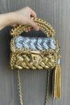 Buy_Bijit_Gold Fringe, Tassels Braided Texture Sling Bag _at_Aza_Fashions