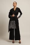 Buy_Sejal Kamdar_Black German Satin Embellished Cut Pipe V Neck Draped Jumpsuit _at_Aza_Fashions