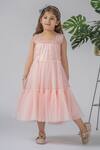 Buy_Darleen Kids Couture_Peach Net, Taffeta Pearls Allie Tiered Dress _at_Aza_Fashions