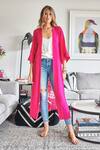Buy Style Junkiie Pink Chiffon, Crepe Diamonds Open Neck Kimono Duster at Aza Fashions Buy_Style Junkiie_Pink Chiffon, Crepe Diamonds Open Neck Kimono Duster _at_Aza_Fashions