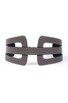 Buy_Trov_Grey Hex Cutout Leather Belt _at_Aza_Fashions