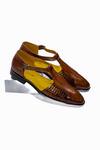 Buy_Amrit Dawani_Brown Plain Toe Oxford Sandals _at_Aza_Fashions