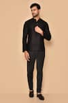 Buy_Aryavir Malhotra_Black Cotton Full Sleeve Plain Short Kurta _at_Aza_Fashions