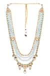 Buy_Ruby Raang_Blue Stones Bead And Kundan Embellished Necklace _at_Aza_Fashions