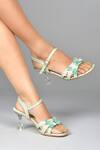 Kaltheos_Green Embellished Thea Square Toe Heels _Online_at_Aza_Fashions