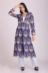 Buy_Alpona Designs By Soham Acharya_Blue Cotton Silk Floral Notched Print Jacket _at_Aza_Fashions