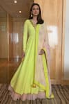 Buy_Nikasha_Yellow Cotton V Neck Embroidered Anarkali With Dupatta _at_Aza_Fashions