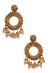 Buy_Kanyaadhan By Dhirajaayushi_Gold Plated Beads Geometric Shaped Hoops _at_Aza_Fashions