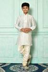 Buy_Arihant Rai Sinha_Off White Dupion Art Silk Embroidered Placket Kurta _at_Aza_Fashions