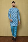 Buy_Samyukta Singhania_Blue Viscose Chikankari Mughal Kurta And Pant Set _at_Aza_Fashions