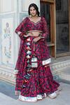 Buy_Pomcha Jaipur_Multi Color Muslin, Chiffon Tassels Sweetheart Neck Floral Print Lehenga Set _at_Aza_Fashions
