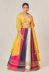 Buy_Tamaraa By Tahani_Multi Color Silk Taffeta Embellished Sequins V Parisa Blocked Work Lehenga Set _at_Aza_Fashions