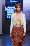 Buy_Anand Kabra_Ivory Chiffon Print And Embroidery Abstract Cropped Jacket & Ruffle Skirt Set_at_Aza_Fashions