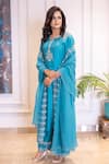 Buy_Geetika Jain_Blue Kurta And Palazzo Slub Silk Embroidered Cut Dori Floral Set _at_Aza_Fashions