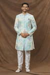 Buy_Arihant Rai Sinha_Multi Color Sherwani Satin Suede Printed Paisley Patterns Set _at_Aza_Fashions