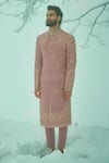 Buy_Sahil Kochhar_Purple Silk Embroidery Hashir Sherwani And Trouser Set _at_Aza_Fashions