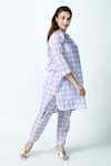 Buy_Jyoti Bansal_Purple Cotton Lace, Embroidery Round Neck Gingham Pattern Long Top And Pant Set _at_Aza_Fashions