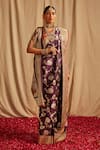 Buy_Paaprika_Blue Pure Katan Silk Handwoven Floral And Stripe Pattern Kadhua Banarasi Saree _at_Aza_Fashions