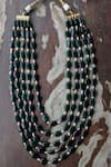 Buy_Riana Jewellery_Green Emerald Beads And Pearls Layered Mala _at_Aza_Fashions