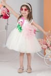 Buy_Hoity Moppet_White Satin, Tulle, Linen Ruffles, Embroidery Flamingo Dress _at_Aza_Fashions