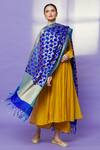 Buy Naintara Bajaj Blue Silk Fringe Floral Woven Dupatta at Aza Fashions Buy_Naintara Bajaj_Blue Silk Fringe Floral Woven Dupatta _at_Aza_Fashions