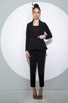 Buy_Pocketful Of Cherrie_Black Crepe Plain Lapel Collar Full Sleeve Peplum Jacket  _at_Aza_Fashions