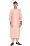 Buy_PS Men by Payal Singhal_Pink Abla Silk Solid Bomber Kurta And Jogger Pant Set _at_Aza_Fashions