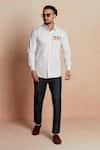 Buy_Seven_White Cotton Satin Printed Arcade Cuff Sleeve Shirt _at_Aza_Fashions