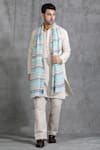 Buy_DUSALA_Blue Woven Cashmere Fine Wool Zig Zag Stole _at_Aza_Fashions