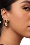 Shop_ISHARYA_Gold Plated Crystals And Enamelled Bling Drop Earrings _at_Aza_Fashions