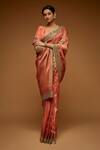 Buy_Neeta Lulla_Orange Brocade Zari, Embroidery Sweetheart Neck Mandala Zardozi Banarasi Saree _at_Aza_Fashions
